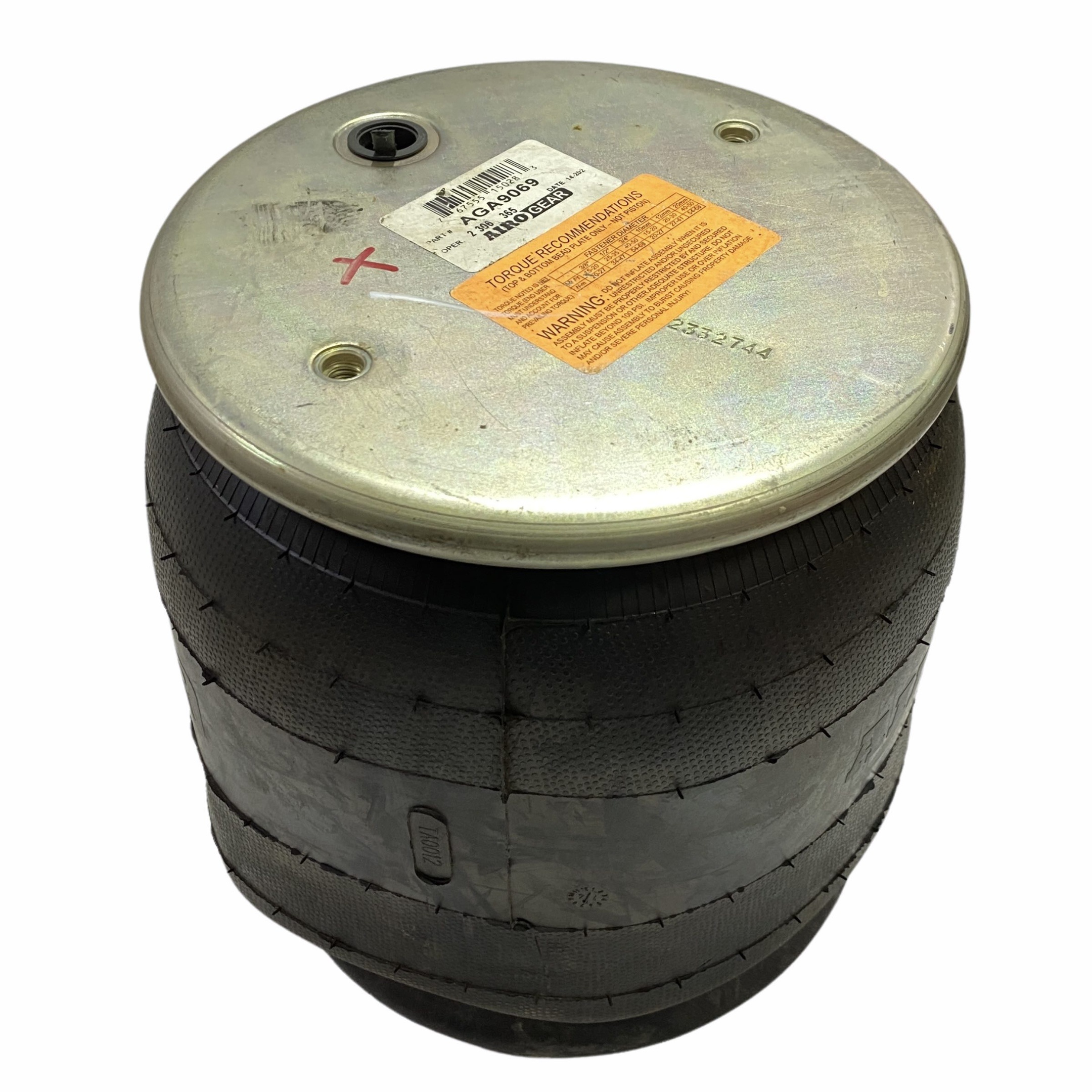 Пневмоподушка со стаканом задняя низ: 1 отв верх: 2 отв.+штуц