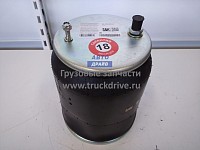 Пневмоподушка со стаканом 1 шпилька M12 1 шпилька-штуцер M12x20 поршень стальной 4 отверстия M12 Fruehauf S&K | ТопДизель