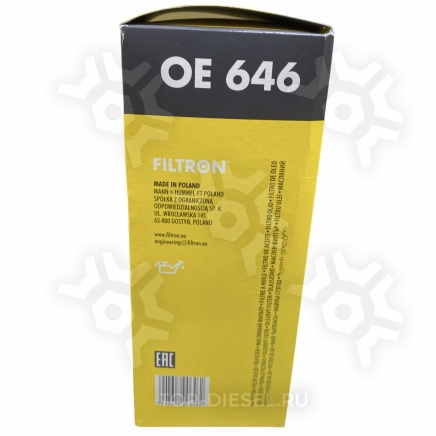 OE646 Фильтр масляный бумажный MAN F2000 Filtron купить