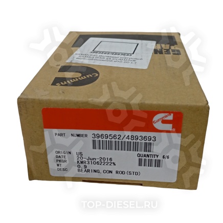 3969562K Вкладыш шатунный комплект 6 цилиндров STD Cummins ISBe Kamaz Cummins купить