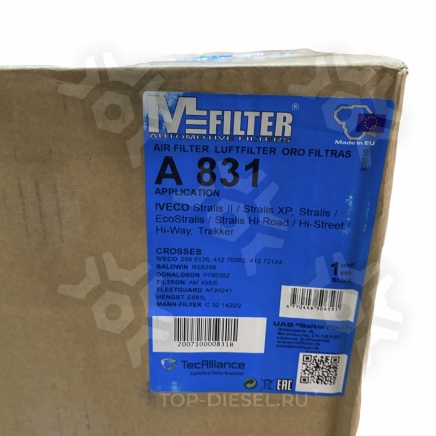 A831 Фильтр воздушный Iveco Stralis/Trakker Cursor 10 Mfilter купить