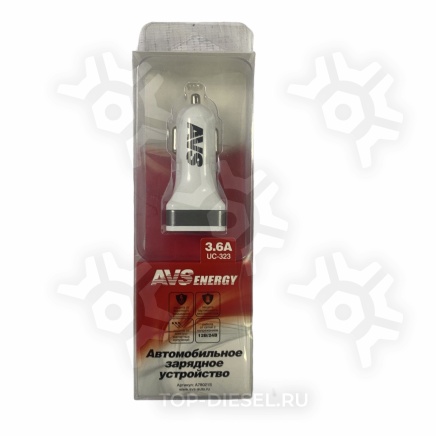 A78021S Автомобильное зарядное устройство UC-323 (3,6А) USB (2 порта) AVS купить