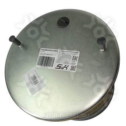 SK2919KP01 Пневмоподушка со стаканом 2 шпильки M12 смещение 25 1 отверстие-штуцер M22 поршень пластиковый 4 отверстия M12+1 отверстие М16 SAF S&K купить рис.3