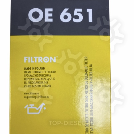OE651 Фильтр масляный бумажный Mercedes Benz Actros/Renault Filtron купить